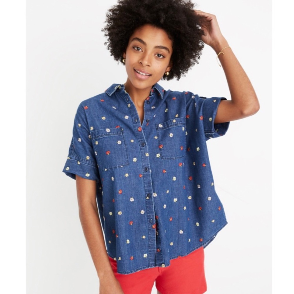 Madewell Blue Floral Button Down Shirt
